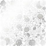 Аркуш одностороннього паперу зі срібним тисненням, дизайн Silver Peony Passion White, 30,5см х 30,5см, ТМ Фабрика Декору