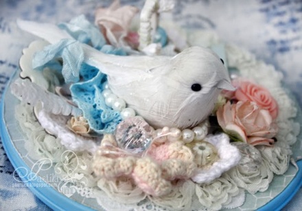 Украшение от Scrapberry's - Птички, белые 2 шт