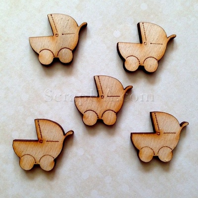 Деревʼяна фігурка WOOD-004 - Коляска, 1 штука