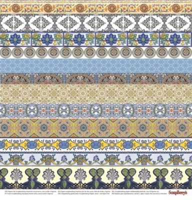 Бумага для скрапбукинга от ScrapBerry's - Средиземноморье - Бордюр, 30,5х30,5 см., 190 гр/м, двусторонняя