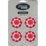 Набір квітів з фетру Jillibean Soup - Felt Blossoms - Red