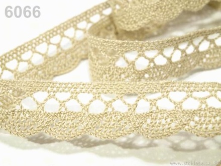Кружево хлопчатобумажное, цвет бежевый светлый, ширина 18мм, 90см