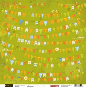 Бумага односторонняя для скрапбукинга от ScrapBerry's - Басик 2 - Приключения - Флажки, 30,5х30,5 см