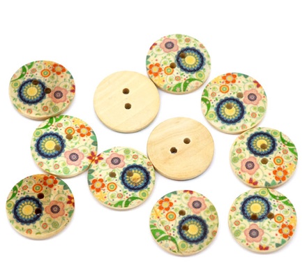 Дерев’яний ґудзик Multicolor Flower B10665, діаметр 23 мм, 1 шт.