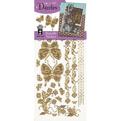 Набір наліпок - висічок HOTP - Butterfly Dazzles Dazzles Gold, розмір 10x23 см, 33 шт., колір золото