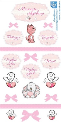 Набір рамок з картинками від Євгенія Курдібановська ТМ - "Мамині скарби для дівчинки" (з котиком, арт.1022), 13x30 см