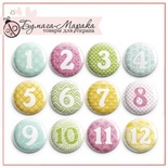 Скрап-значки (фішки) від Бумага Марака - Цифри від 1 до 12