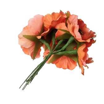 Мак, цвет оранжевый, 11см, диаметр цветочка 4 см, 1шт.