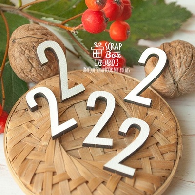 Деревʼяні фішкиScrapBox - Набір цифр 2 (5шт.) Fl-020