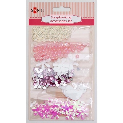 Набор декоративных украшений для скрапбукинга TM Santi, 6 видов, розовый