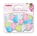 Набір принтованих паперових квіточок від ScrapBerryʼs - квіткова вишивка, 24 шт