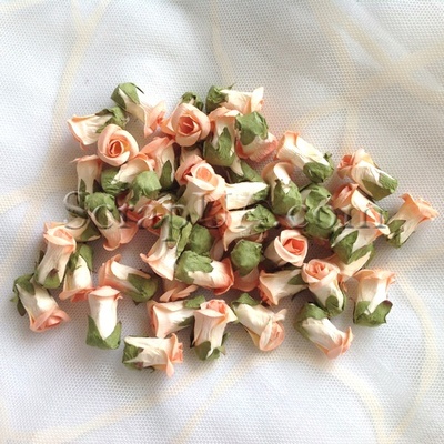 Бутон троянди, колір персиковий, 15х23 мм, без ніжки, 1 штука