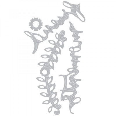 Ніж для вирубки Sizzix - Thinlits Die - Floral Arch and Words, 4 шт.