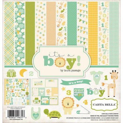 Набор скрапбумаги и декора Carta Bella  - It's a Boy Collection Kit, 30х30 см
