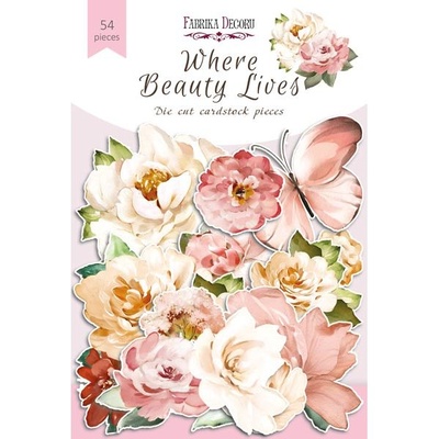 Набір висічок для скрапбукінгу, колекція Where beauty lives, 54 шт., ТМ Фабрика Декору