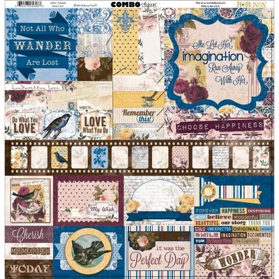 Аркуш наліпок BoBunny - Rose Cafe - Combo Stickers, розмір 30x30 см