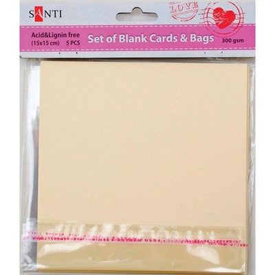 Набір кремових текстурованих заготовок для листівок, 15см на 15см, 300г/м², 5шт., ТМ Santi