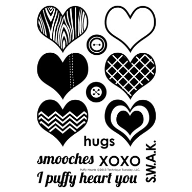 Набір акрилових штампів Technique Tuesday - Puffy Hearts