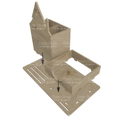 Заготовка ТМ Фабрика Декору - Дерев’яний органайзер "Старе місто" для олівців і паперу