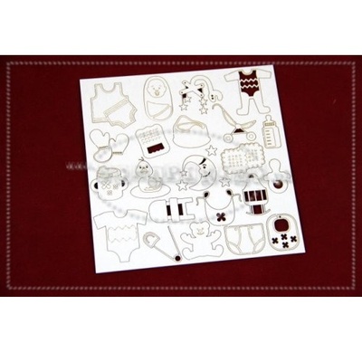 Чипборд Scrapiniec - Дитячий набір Bobas, 22 елементи