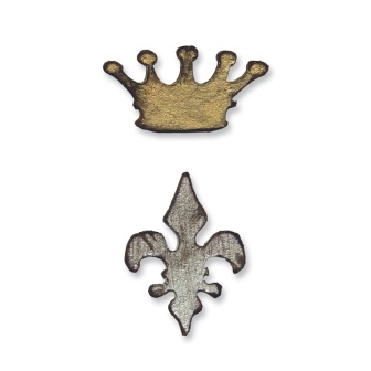 Нож для вырубки на магнитной основе от Sizzix - Movers & Shapers Magnetic Die Set 2PK - Mini Crown & Fleur Set - Корона и Лилия