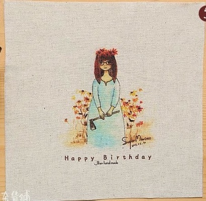 Картинки на льоні - дівчинка в саду, арт.0175, 20x20см