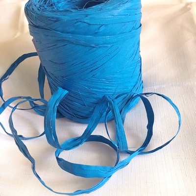 Рафия натуральная, цвет ярко-голубой, 1 метр