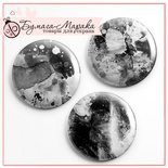 Скрап-значки (фишки). Кляксы черно-белые, f55