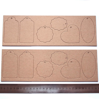 Набір тегів з щільного крафта-картону, товщина 1,3мм, 12 штук