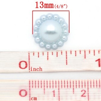 Квіточка, імітація перлинок, 13мм, колір блакитний, 10 шт.