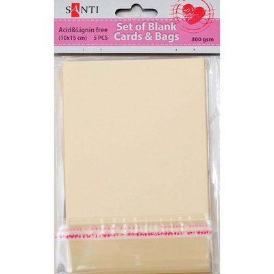 Набор кремовых текстурированных заготовок для открыток, 10см*15см, 300г/м2, 5шт., ТМ Santi