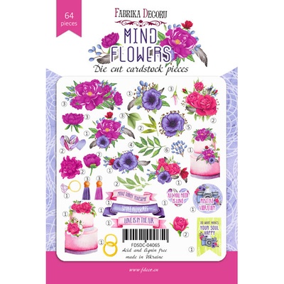 Набір висічок для скрапбукінгу, колекція Mind flowers, 64шт., ТМ Фабрика Декору