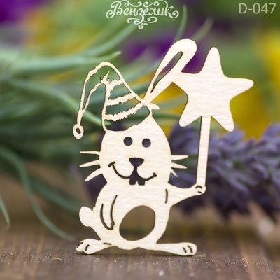 Чипборд от Вензелик - Зайчик со звездочкой 03, 53*42 мм