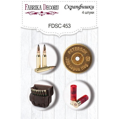 Скрап-фішки набір 4шт. Military style #453, ТМ Фабрика Декору