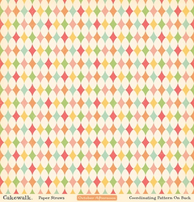 Лист двусторонней скрапбумаги от October Afternoon - “Cakewalk” Collection - Paper Straws, 30х30