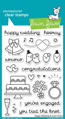 Штампи і ножі від Lawn Fawn - Happy Wedding - щасливе весілля