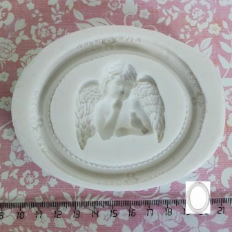 Силиконовая форма (молд) - Овальная рамка большая + Ангел, размер: 90х100 мм