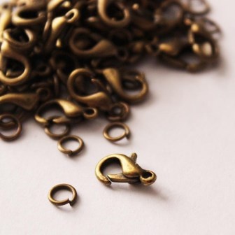 Карабін з колечком, колір античне золото, 1 см, 2 деталі