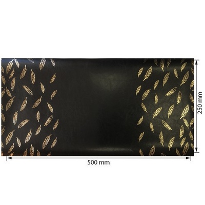 Відріз екошкіри з тисненням золотою фольгою Golden Feather Glossy Black, 50см х 25см, ТМ Фабрика Декору