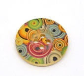 Деревʼяна ґудзик Multicolor B12738, діаметр 25 мм, 1 шт.