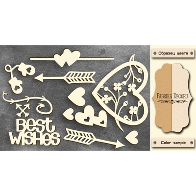 Чипборд Фабрика Декору - Діля серця 1, колір молочний, крафт
