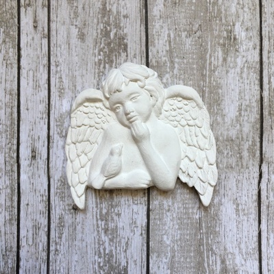 Гипсовое украшение "Ангел с птичкой" от Е.В.A, 5х5см, 1 шт.