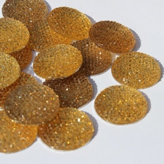 Кабашон зі стразами, колір жовтий, 24x6мм, 1 шт.