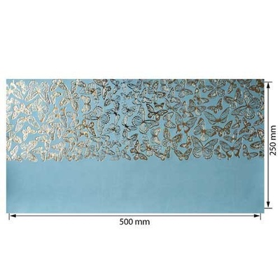 Відріз екошкіри з тисненням золотою фольгою Golden Butterflies Blue 50x25см, ТМ Фабрика Декору