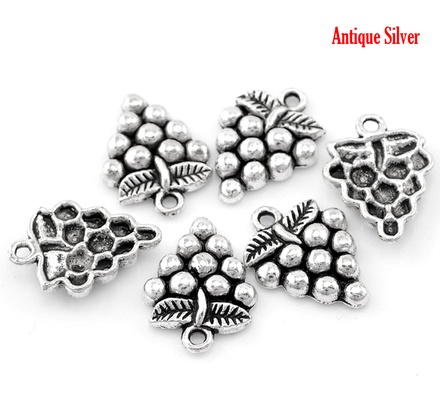 Металева прикраса/ підвіска "Виноград", 20x15мм, античне срібло, 1 шт.