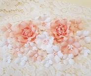 Набір квітів з тканини, персиково-білий, 18 шт., 1,5 см - 5 см