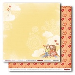 Бумага для скрапбукинга двусторонняя от ScrapBerry's - Мальчик и девочка - Верхом на Радуге, 30,5х30,5 см., 190 гр / м