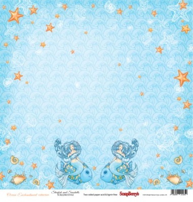 Бумага для скрапбукинга от ScrapBerry's - Сказки моря - Талисман моря, двусторонняя, 30,5x30,5 см