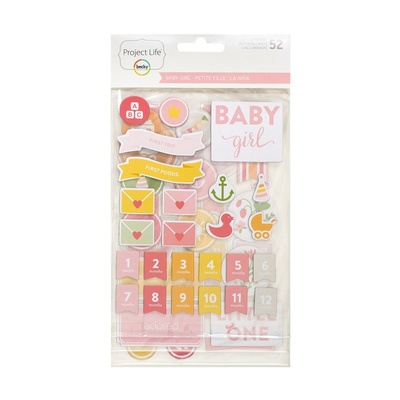 Наліпки від American Crafts - Baby Girl Chipboard Project Life