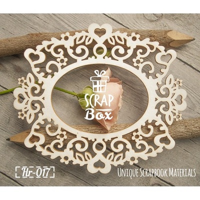 Чипборд ScrapBox - Рамка мереживна з квітами і сердечками